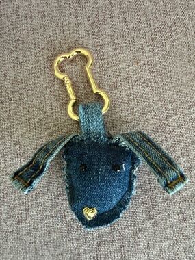 Denim Dog Keychain Card Holder - Blue